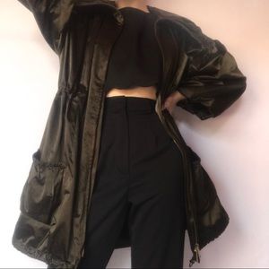 dknyc army green rain coat jacket